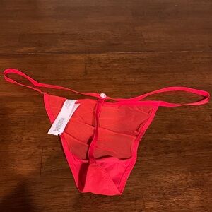 Very sexy authentic V S strings red see throughout panty size L one piece .